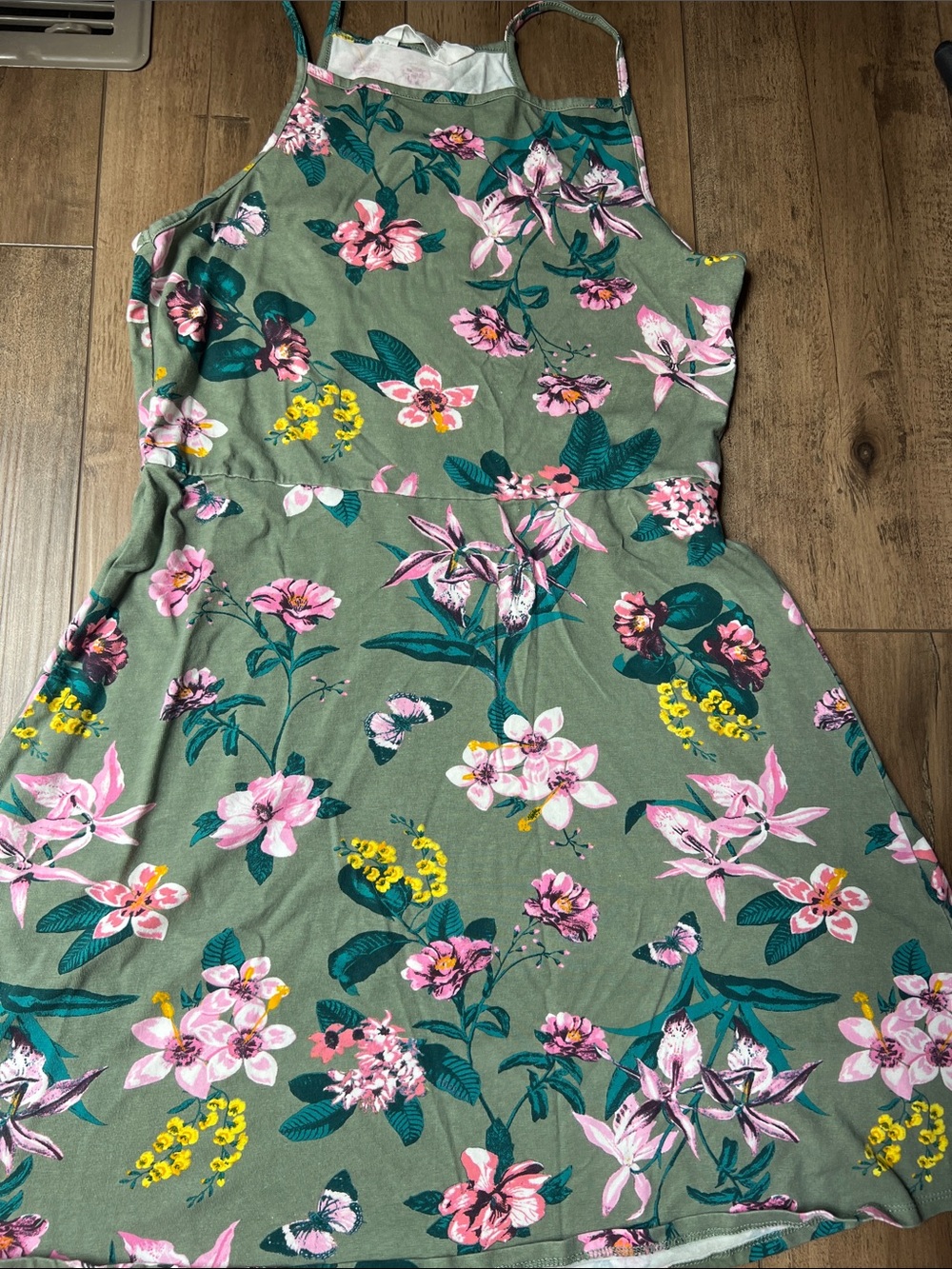 H&M Green and Teal Floral Halter Dress